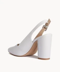 Meringue Slingback Heel -shoe Sales Meringue23wMCDO White Leather 4 1